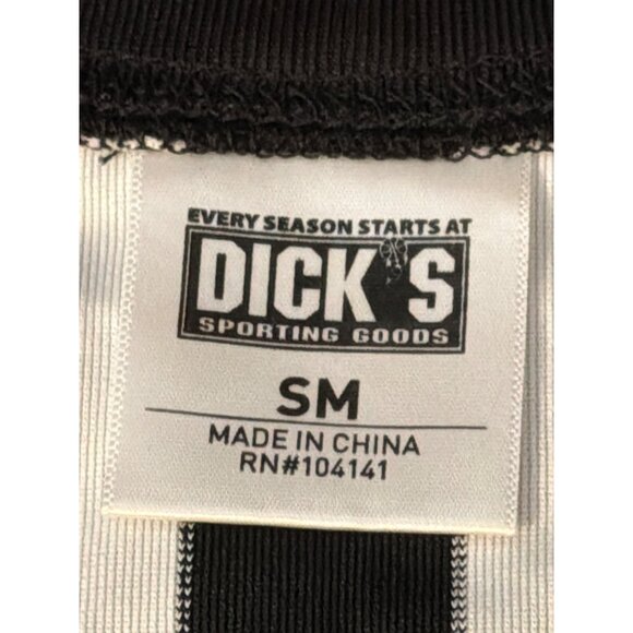 Dicks Black White Striped Referee Shirt V Neck Short Sleeves Size Snall - Picture 4 of 4